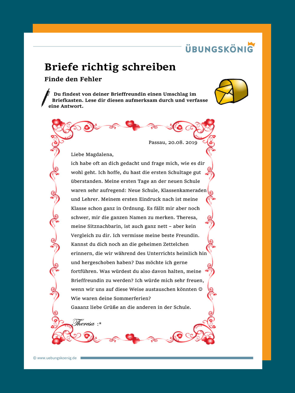 Schreibfertigkeiten F R Klasse Briefe Schreiben Lernen Msimpler